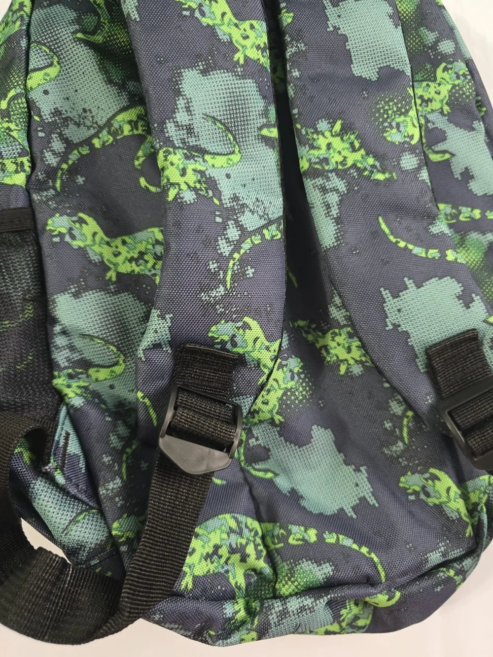 Dinosaur Print Kids Backpack Blue/Green Polyester Zip Padded w/ Outer Pockets